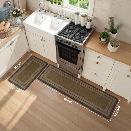 KIMODE Anti Fatigue Mats for Kitchen Floor,Farmhouse Kitchen Rugs Sets of 2