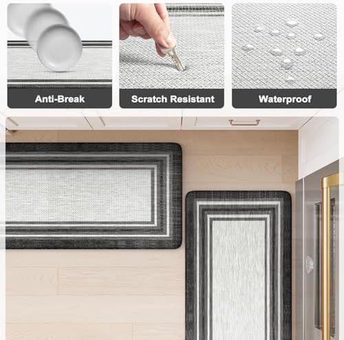 KIMODE Anti Fatigue Kitchen Mat for Floor,Farmhouse Kitchen Rugs Non Slip