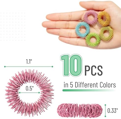 Mr. Pen- Spiky Sensory Rings, 10 Pack, Colorful