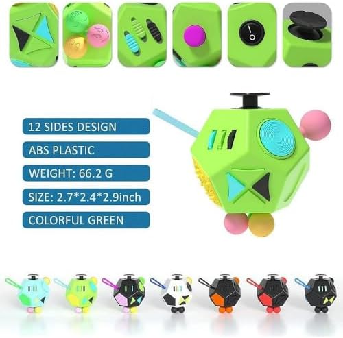 Fidget Dodecagon –12-Side Fidget Toys Cube Relieves Stress and Anxiety Anti Depression Travel Toy Stocking Stuffers Gifts for Children and Adults(B1 Green)