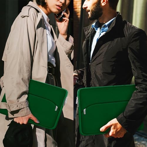 Laptop Sleeve 15.6 inch, Durable Portable Monitor Protective Cover with Front Pocket, Traveling Laptop Case Compatible for HP, Dell, Asus, Lenovo, Dark Green