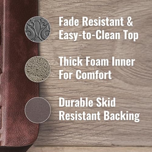Chef Gear - Anti-Fatigue Gelness Kitchen Mat - Marni Design - Cushioned Comfort Chef Mat - Faux Leather - Cooking & Standing Relief -Skid-Resistant - Measures 17.5"x48" - Red