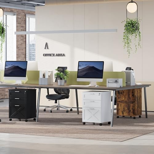 Garvee 3-Drawer Mobile File Cabinet with Lock, Under Desk Storage Drawer