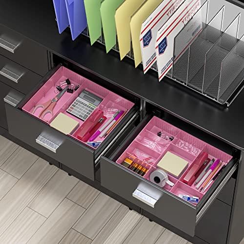 Simple Houseware Drawer Organizer Tray, 9 Adjustable Compartments, Pink