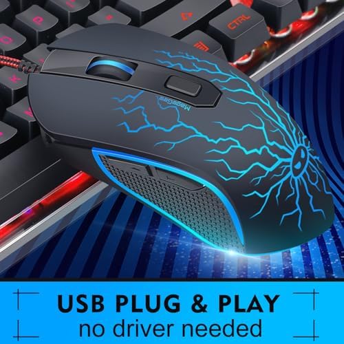 Gaming Keyboard and Mouse Combo, K1 RGB LED Backlit Wired Keyboard with 104 Key Computer PC Gaming Keyboard for PC/Laptop (Black)