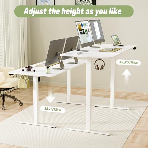ERGOMAKER 55"x24" Standing Desk, Height Adjustable Sit-Stand Office,White