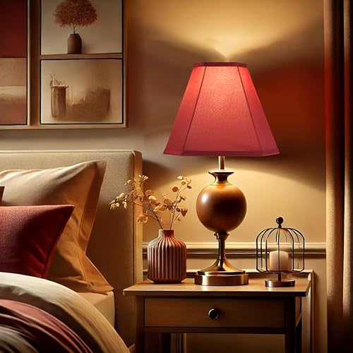 GO&SO Red Bell Lamp Shades 1Pc,6.5" x 13" x 10.5",Fabric Lampshade