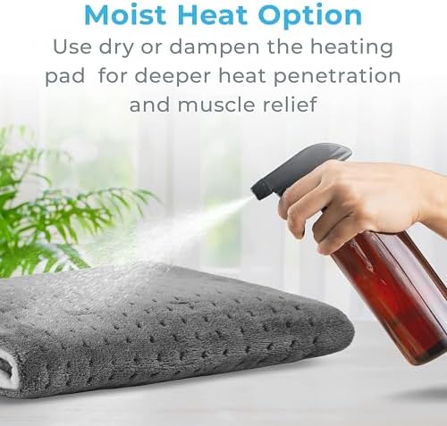 Pure Enrichment PureRelief Ultra-Wide Microplush Heating Pad - 20” x 24” XXL Size & 6 Heat Settings for Temporary Neck, Shoulder & Back Pain Relief - Moist Heat Option & Machine Washable (Gray)