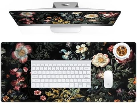 HAOCOO Vintage Floral Desk Mat for Desktop, Aesthetic Plant Desk Decor