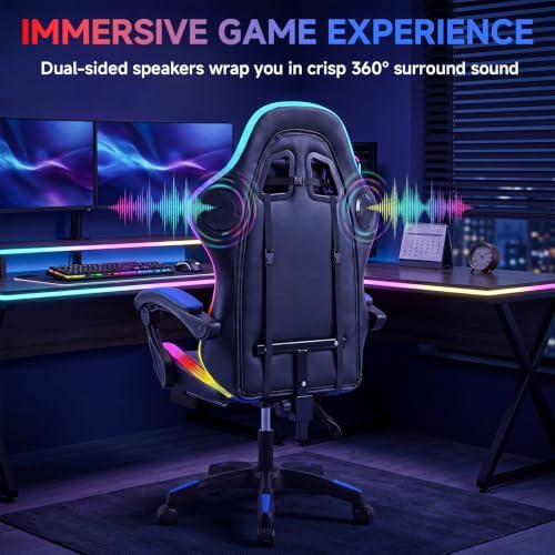 Gaming Chair with RGB LED Lights, Ergonomic Video Game Chair