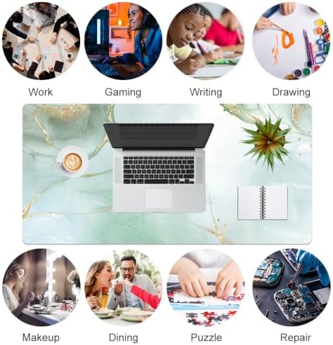 QIYI PU Leather Large Mouse Pad, Waterproof Desk Mat, 31.5" x 15.7", Marble