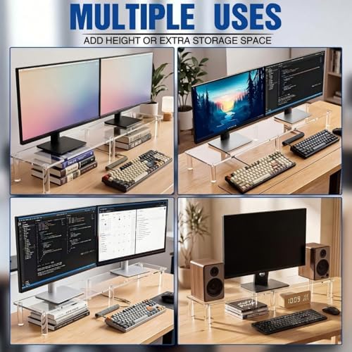 Novabright 40" Extra Long Acrylic Monitor Stand Dual Monitor Riser