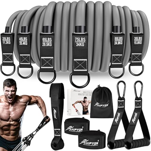 HPYGN Heavy Resistance Bands, 300LBS Exercise Bands for Working Out, Fitness Bands with Handles, Workout Bands for Men, Weight Bands Set for Muscle Training, Strength, Slim, Yoga, Home Gym Equipment