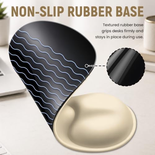 Ergonomic Mouse Pad with Wrist Rest, Gel Wrist Support, Beige