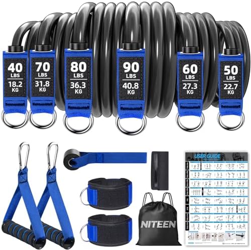 NITEEN 310lbs/390lbs Heavy Resistance Bands with Handles for Working Out
