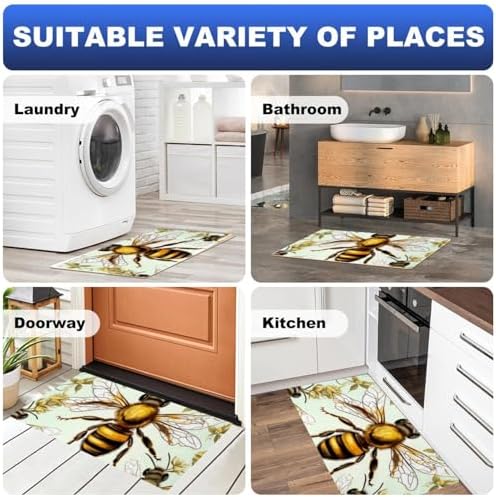 Starry Sky and Bee-648 Kitchen Mats and Rugs Absorbent Kitchen Runner Rug for in Front of Sink Kitchen Floor Mats Comfort Standing Desk Mat Pads