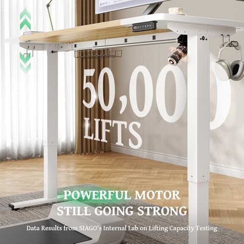 SIAGO 48 x 24 Inch Electric Standing Desk, 0.8 Inch Thick Tabletop