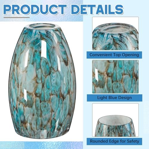 Teenyyou 1 Set Oval Glass Lamp Shade Replacement, Marble Blue
