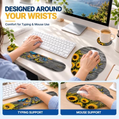 Butterfly Ergonomic Wrist Rest Mouse Pad Set with Keyboard Cushion