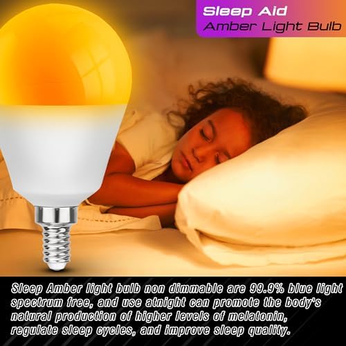 Amber Sleep Light Bulbs E12 Small Candelabra Base, Warm Light Bulb 1800K