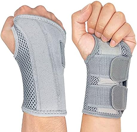 NuCamper Wrist Brace for Carpal Tunnel Night Wrist Support Right Hand Gray