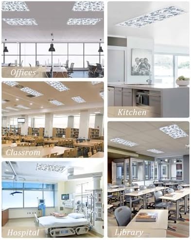 Blue Floral Plant Magnetic Fluorescent Light Covers for Ceiling Lights 2 x 4 Feet,Grey Modern Minimalist White Floral Spring Summer Office Classroom Kitchen Drop Ceiling Light Filter Covers 3 Packs