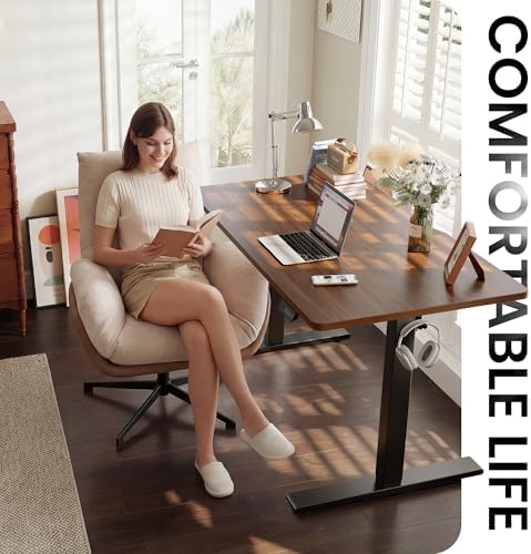 CubiCubi Electric Height Adjustable Standing Desk 40x24 Inch, Dark Walnut