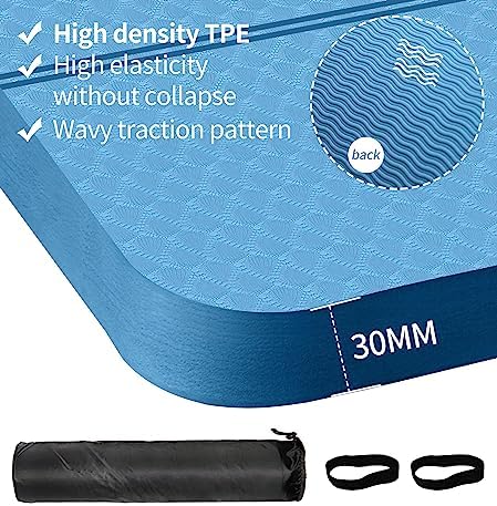 nuveti Large Exercise Mat - 15mm/20mm/30mm Thick Yoga Mat | Workout Mat for Fitness, Yoga, Pilates, Stretching & Floor Exercises for Women & Men with Free Carrying Bag