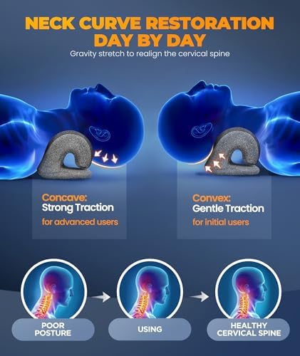 Graphene Magnetic Neck Stretcher for Deeper Pain Relief, Instant Heating Pad Cervical Traction Device Pillow, Neck Cloud for TMJ Tension Muscle Migraine, Gifts for Women, Mom, Men(Dark Gray)