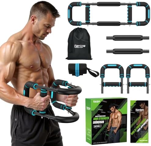 Twister Arm Trainer for Men, Chest Workout Equipment 5-Level Adjustable (40-130lb) with Ergonomic 27° Targets Biceps/Clip/Thigh, Portable Exerciser for Home Gym Travel Fitness