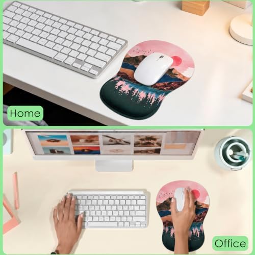 Mouse Pad with Wrist Rest Ergonomic Memory Foam Support, Non-Slip Rubber Base, Comfortable Typing Cushion for Home Office Computer Laptop, Sunrise