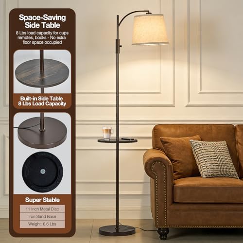 AIDENOEY Smart Floor Lamp with Side Table, Alexa & Google Assistant ﻿