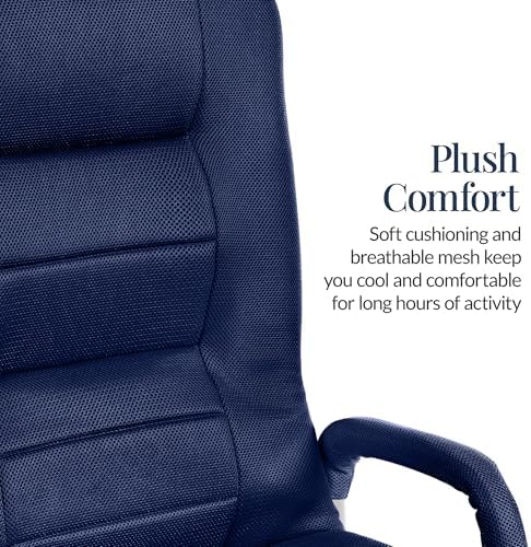 Best Choice Products Swivel Gaming Chair 360 Degree Multipurpose Floor Chair Rocker for TV, Reading, Playing Video Games w/Lumbar Support, Armrest Handles, Adjustable Foldable Backrest - Navy