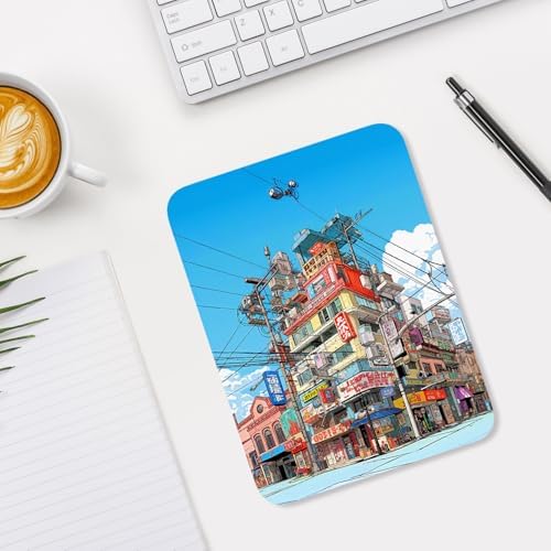 Small Mouse Pad, Mini Mouse Pad 6 x 8 Inch, Thick Rubber Waterproof Mouse Mat, Cute Mousepad for Women Men Wireless Mouse Laptops Home Office, Streetscape