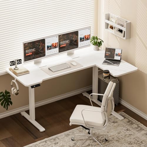 Acrolix L Shaped Electric Standing Desk,43x31.5 Reversible,White