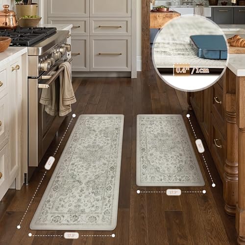 Anti Fatigue Green Neutral Non-Slip Kitchen Mat 2 Piece