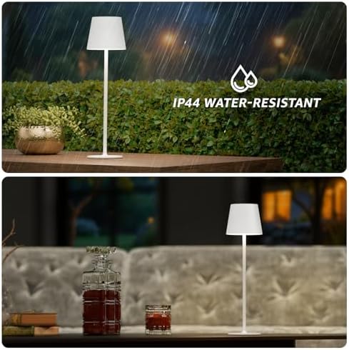 uuffoo 3 Pack Cordless Table Lamp Rechargeable 5000mAH Battery Operated Lights Touch Control LED Portable Desk Lamps 3 Color Dimming for Outdoor Coffee Bedroom Kitchen (White)
