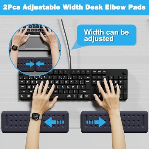 Leolee L-Shaped Desk Elbow Pads for Desk, Deep Blue Memory Foam Arm Rest