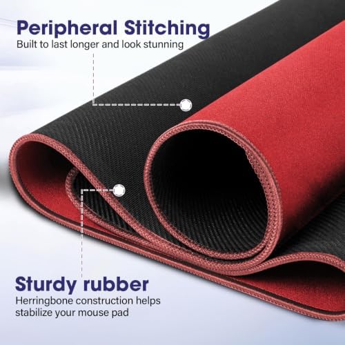 31.5" x 15.7" Waterproof Fabric Desk Mat, Rubber Anti-Slip Base, Red