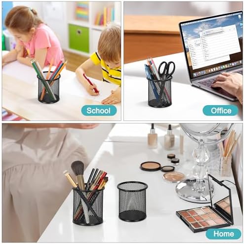 EasyPAG Pencil Holder for Desk, 2 Pack Metal Pen Organizer, Mesh Pencil Cup Organizer for Home, Office, Classroom, School, Black