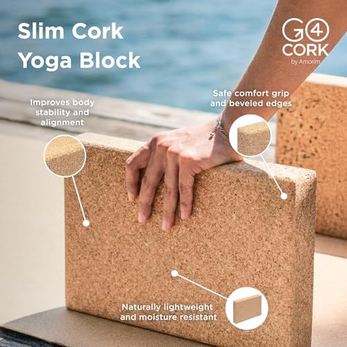 Go4Cork Cork Yoga Block | Non-Toxic, Alternative To Foam Yoga Blocks | Odorless, Soft, Non-Slip, Workout & Exercise | Yogi Gift Accessories | Men & Women | Eco Friendly, Sustainable