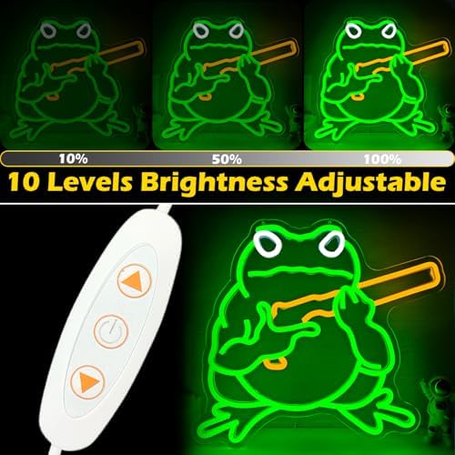 Frog Neon Sign Funny Neon Light for Bedroom Dimmable Gaming LED Sign Toad Light Sign for Wall Decor Frog Neon Wall Decorations for Man Cave Game Room Hippity Hoppity Get Of My Property Decor Gifts for Boys Men