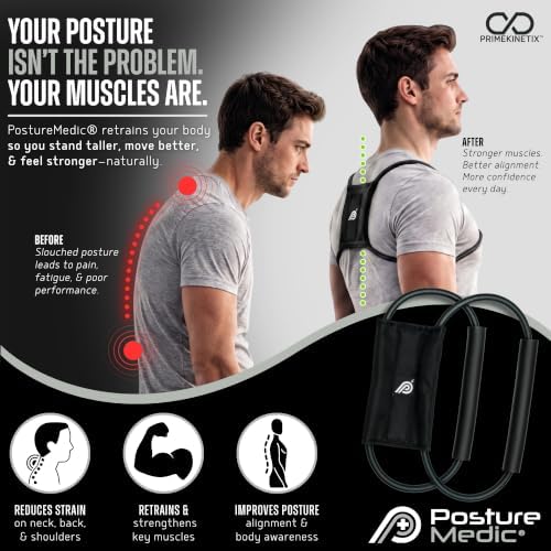 PostureMedic Original Strength Dynamic Posture Corrector for Men & Women – Active Resistance Training System for Back, Neck & Shoulder Pain Relief – Strengthen Muscles & Improve Alignment - XL