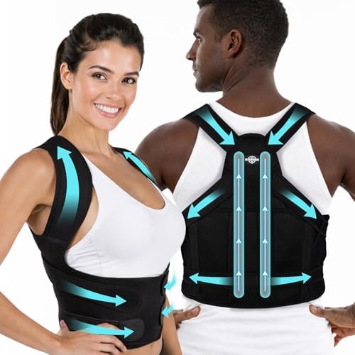 Black Posture Corrector for Men, Back Brace for Women (Size M)