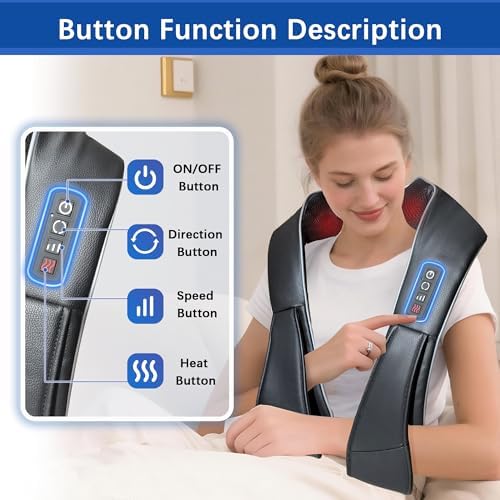Joyset Shiatsu Neck Massager with Heat, 8-Node Kneading Massage