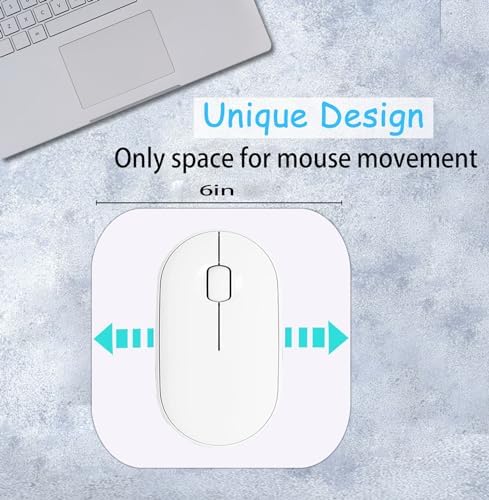 Mini Mouse Pad, 6x6 Inches, Waterproof Non-Slip Rubber Base, for Laptop, Keyboard Tray, Wireless Mouse, Home, Office, Travel (White)