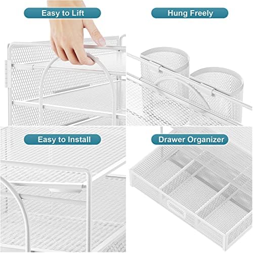 Marbrasse Desk Organizer, 4-Tier Paper File Letter Tray, White