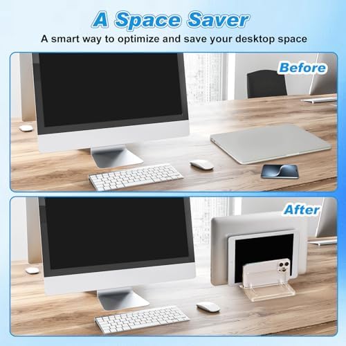 Chunful 3 Slot Adjustable Vertical Laptop Stand for Desk