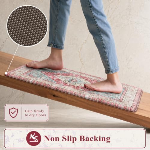 KIMDOE Kitchen Rugs and Mats 2 PC Cushioned Anti Fatigue Kitchen Floor Mats
