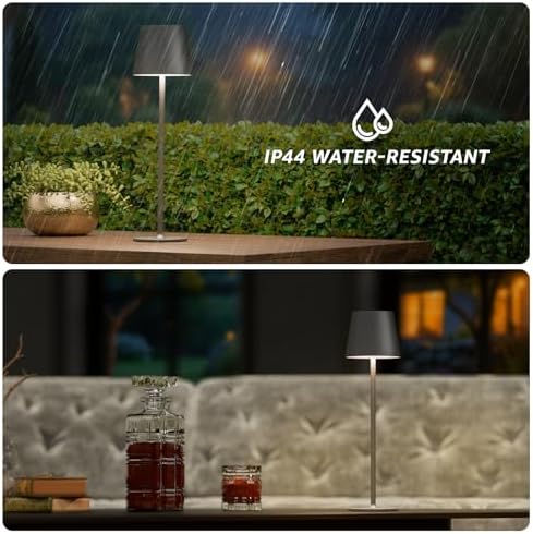 uuffoo 2 Pack Cordless Table Lamp Rechargeable 5000mAH Battery Operated Lights Touch Control LED Portable Desk Lamps 3 Color Dimming for Outdoor Coffee Bedroom Kitchen (Black)